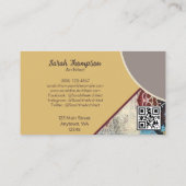 Carte De Visite Élégance neutre Accents Abstraits Logo Code QR (Dos)
