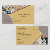 Carte De Visite Élégance neutre avec accents Abstraits Code QR (Devant / Derrière)