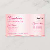 Carte De Visite Élégance Rose rose glamour avec logo moderne (Dos)