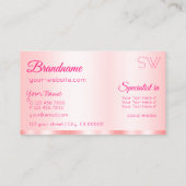 Carte De Visite Élégance Rose rose glamour avec Monogramme Moderne (Dos)