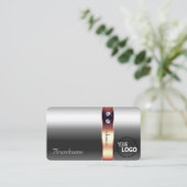 Carte De Visite Elegance Silver Rose Gold Décor Diamants et Logo (Debout devant)