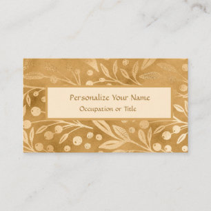 Carte De Visite Élégance Simple Gold Foliage Style Luxe