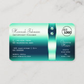 Carte De Visite Elegance Turquoise Gradient Shimmery Diamonds ajou (Dos)