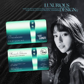 Carte De Visite Elegance Turquoise Gradient Shimmery Diamonds ajou