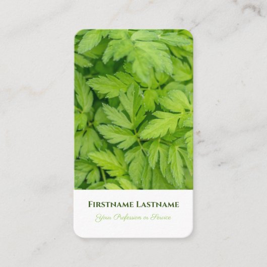 Carte De Visite Elégant 100% naturel vert feuille style (Devant)