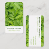 Carte De Visite Elégant 100% naturel vert feuille style (Devant / Derrière)