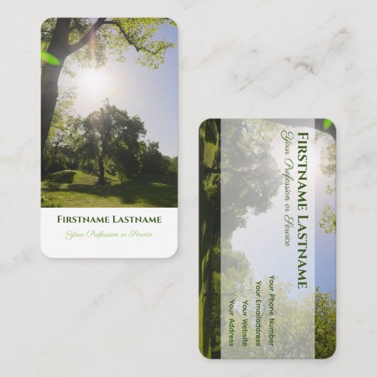 Carte De Visite Elégant 100% naturel vert jardin style (Devant / Derrière)