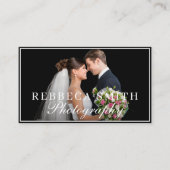 Carte De Visite Elégant 2 Photo Collage Mariage Photographe noir (Devant)