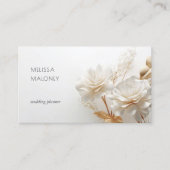 Carte De Visite Elegant 3D White Gold Roses (Devant)