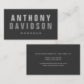 Carte de visite élégant à la mode Gray Manager (Devant / Derrière)