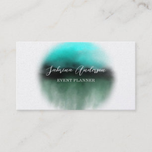 Carte De Visite Élégant Abstrait Aquarelle Bleu Perle Premium