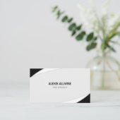 Carte De Visite Elégant Abstrait gris argenté noir et blanc (Debout devant)