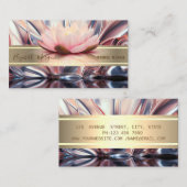 Carte De Visite Élégant Abstrait moderne, Bande d'or, Lotus (Devant / Derrière)