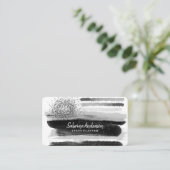 Carte De Visite Élégant Abstrait noir et blanc (Debout devant)