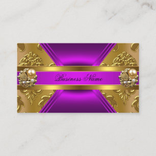 Carte De Visite Élégant Affaires Purple Magenta Or Damask Jewel