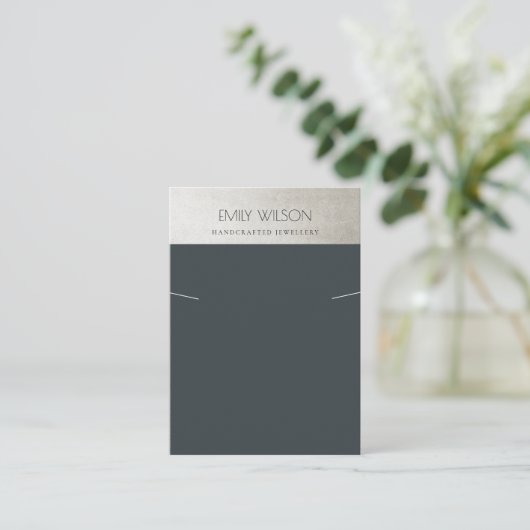 CARTE DE VISITE ÉLÉGANT AFFICHAGE DE LACE NOIRE EN ACIER GRAY ARGE (Debout devant)