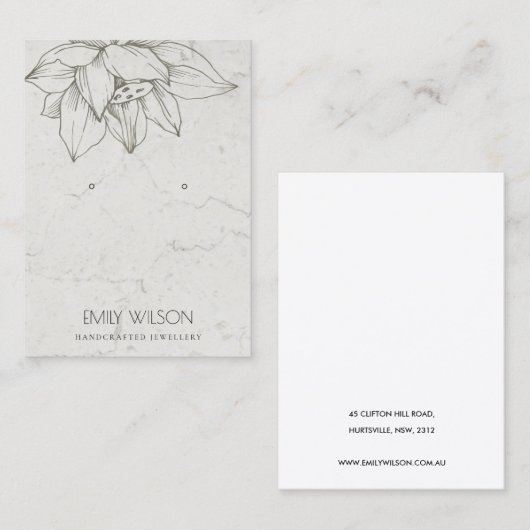 CARTE DE VISITE ÉLÉGANT AFFICHAGE SIMPLE D'OREILLE EN MARBRE (Devant / Derrière)