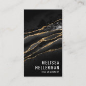 Carte De Visite Élégant Agate d'or noir (Devant)