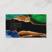 Carte De Visite Elégant Agate Gold Blue Green Designer (Dos)