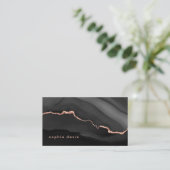 Carte De Visite Élégant Agate noir avec Faux Rose Gold (Debout devant)
