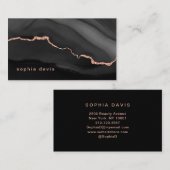 Carte De Visite Élégant Agate noir avec Faux Rose Gold (Devant / Derrière)