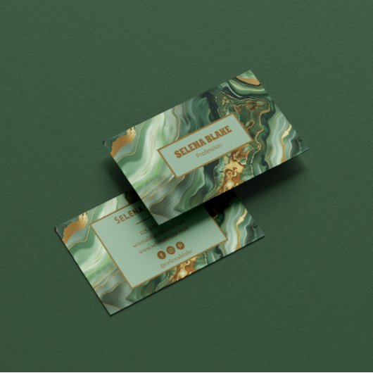 Carte De Visite Élégant Agate vert avec doré - Moderne