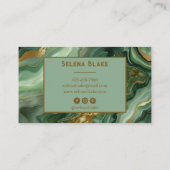 Carte De Visite Élégant Agate vert avec doré - Moderne (Dos)