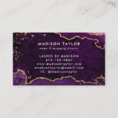 Carte De Visite Élégant Agate violet Or Parties scintillant Script (Dos)