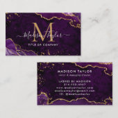Carte De Visite Élégant Agate violet Or Parties scintillant Script (Devant / Derrière)