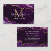 Carte De Visite Élégant Agate violet Or Parties scintillant Script (Devant / Derrière)
