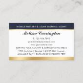 Carte De Visite Élégant agent de signature de prêt notaire Or bleu (Dos)