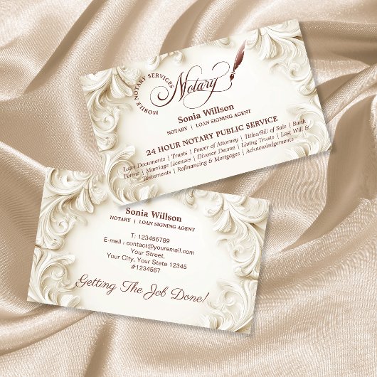 Carte De Visite Élégant agent de signature de prêt public de notai