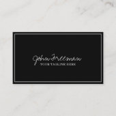 Carte De Visite Élégant agent de signature noir de script blanc (Devant)