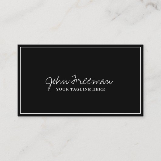 Carte De Visite Élégant agent de signature noir de script blanc (Devant)
