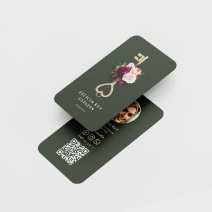 Carte De Visite Élégant agent immobilier floral