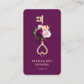 Carte De Visite Élégant agent immobilier floral (Devant)