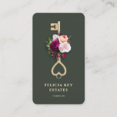 Carte De Visite Élégant agent immobilier floral (Devant)