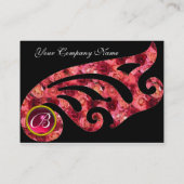 Carte De Visite ÉLÉGANT AILE 2 MONOGRAM, ROUGE RUBY, rose fuchsia, (Dos)