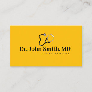 Carte De Visite Elégant Amber Black Texte Général Médecin Docteur