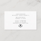 Carte De Visite Élégant apiculteur en or noir blanc (Dos)