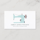 CARTE DE VISITE ÉLÉGANT AQUA DOUX BLEU ROSE SEWING MACHINE TAILEUR (Devant)