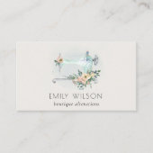 Carte De Visite Elégant Aqua Grey Machine à coudre Cuisine florale (Devant)