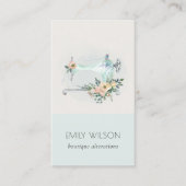 Carte De Visite Elégant Aqua Grey Machine à coudre Cuisine florale (Devant)
