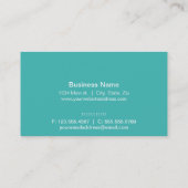 Carte De Visite Elégant, Aqua Turquoise & Orange Chevron (Dos)