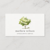 Carte De Visite Elégant Aquarelle Arbre Pelouse tondeuse (Devant)