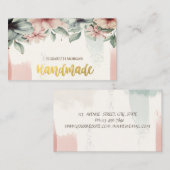 Carte De Visite Elégant Aquarelle Brush Stroke, Fleurs (Devant / Derrière)