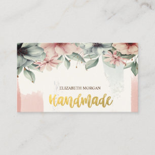 Carte De Visite Elégant Aquarelle Brush Stroke, Fleurs