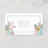 Carte De Visite Elégant aquarelle fleuriste logo QR Code (Devant)