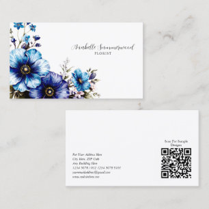 Carte De Visite Elégant Aquarelle Fleurs Florist sur Noir