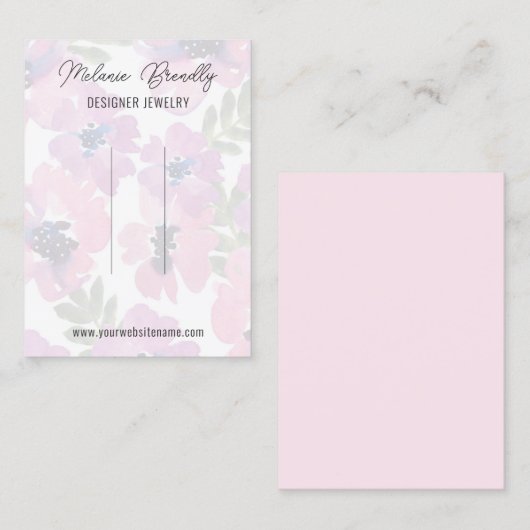 Carte De Visite Elégant aquarelle Floral Clip Display (Devant / Derrière)